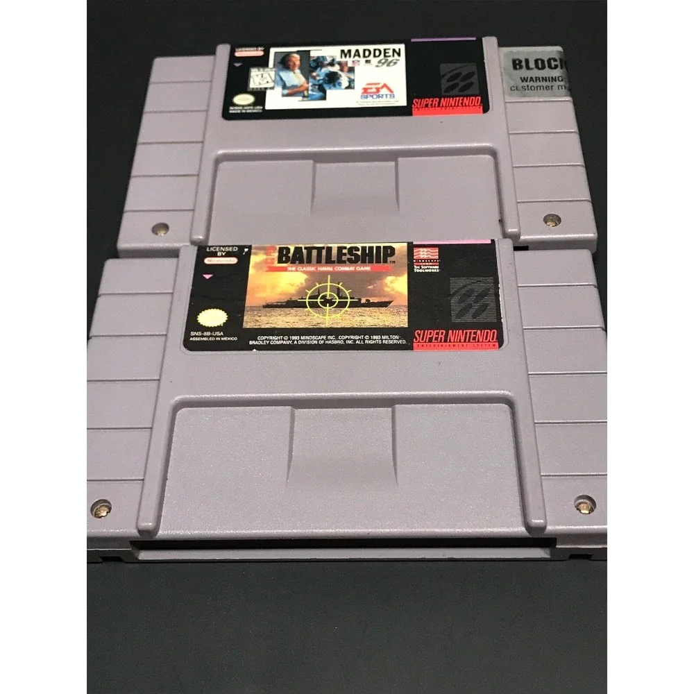 SNES Super Nintendo games Super Battleship and Madden 96 TESTED